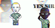 a cartoon of a man in a military uniform with the words yes sir behind him