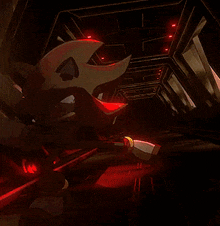shadow the hedgehog from sonic the hedgehog is standing in a dark room