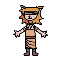 a pixel art drawing of a girl with a cat 's head .