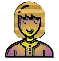 a cartoon drawing of a woman with short hair