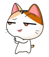 a cartoon cat is making a funny face and pointing
