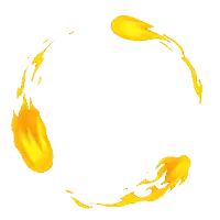 a yellow and orange circle with a hole in the middle on a white background