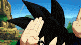a cartoon character is making a peace sign