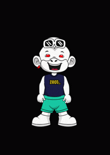 a cartoon character wearing sunglasses and a shirt that says ' thot ' on it