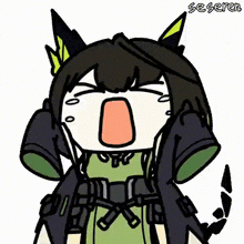 a cartoon drawing of a girl with a cat 's ears and a gun .