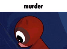 a cartoon of a teddy bear holding a knife with the word murder below it