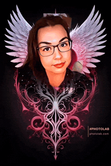 a painting of a woman with wings and the hashtag #photolab on the bottom