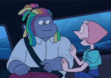 a cartoon of a man with dreadlocks and a pink pearl holding hands