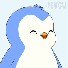 a drawing of a penguin with the word pengu behind it