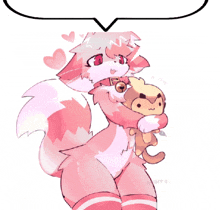 a drawing of a cat holding a stuffed animal
