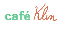a green and red logo for cafe klm