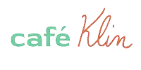 a green and red logo for cafe klm