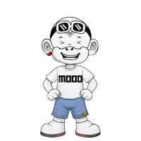 a cartoon character is wearing a white shirt that says mood