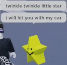 a twinkle twinkle little star is standing next to a man