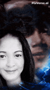 a black and white photo of a woman and a man with pixverse.ai in the corner
