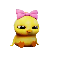 a cartoon duck with a pink bow on its head