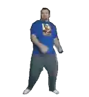 a man wearing a blue shirt that says u.s.a. is dancing