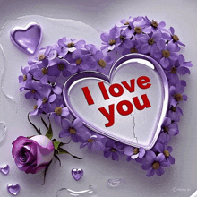 a purple heart with the words i love you on it