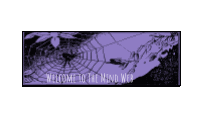 a purple banner with a spider web and the words welcome to the mind web on it