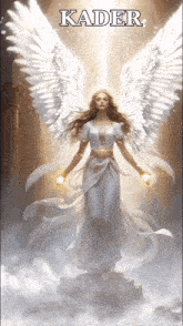 a painting of an angel with the name kader written above it