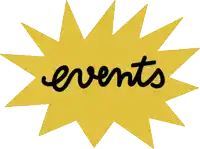 a gray explosion with the word events written on it