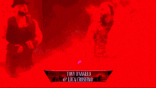 tony d'angelo and luca crusifino are shown on a red background