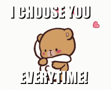 a couple of bears standing next to each other with the words " i choose you every time "