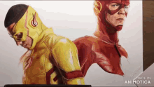 a drawing of a man in a yellow flash costume