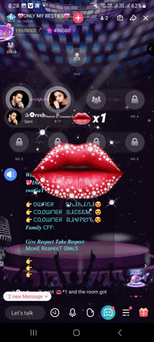 a screenshot of a app called only my besties with a picture of a woman 's lips on the screen