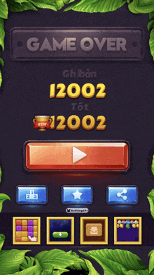 a game that has the word game over on the bottom
