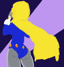 a drawing of a person with a yellow cape on