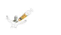 a drawing of a man holding a syringe that says hope on it