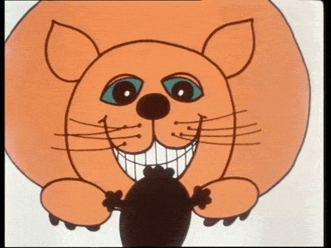 Ginger grins at Tiny menacingly