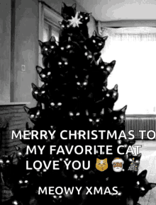 Black Cat Christmas Tree GIF