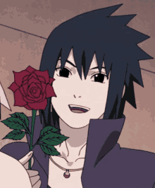 Sasuke Con Una Rosa GIF - Sasuke Con Una Rosa GIFs