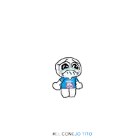 a drawing of a crying cartoon character wearing a blue shirt