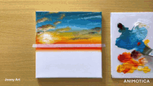 a painting of a sunset by joony art
