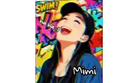 a cartoon of a girl with the name mimi on the bottom