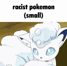 a picture of a white pokemon with the words " racist pokemon ( small ) " above it