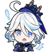 a cartoon character with white hair and blue eyes is wearing a crown
