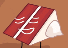 a cartoon drawing of a slice of cake with the letter p on it