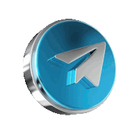 a blue button with a silver airplane in the center