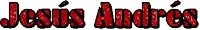 the name jesus andres is written in red letters on a white background
