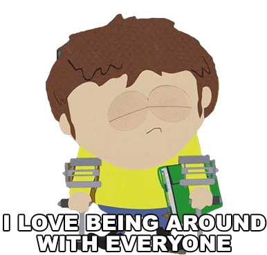 I Love Being Around With Everyone Jimmy Valmer Sticker - I Love Being Around With Everyone Jimmy Valmer South Park Stickers