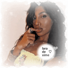 a picture of a woman with the name lara de xime on the bottom