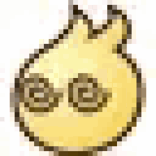 a cartoon drawing of a yellow flame with a flame coming out of it .