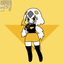 a drawing of a cartoon character with the words anything become moe on the bottom