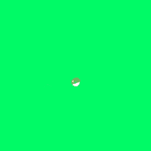 a white explosion on a green background with a red circle coming out of it .