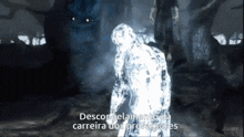 a video game screen shows a ghost with the words " descongelamento da carreira dos professores " on the bottom