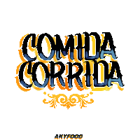 a logo for comida corrida has a yellow and blue design